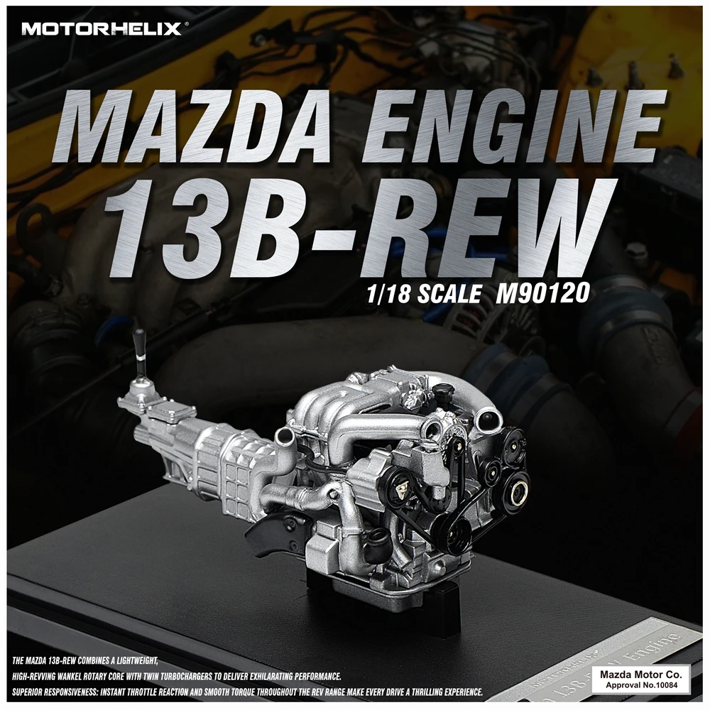 MOTOR HELIX 1/18 Schaal Diecast Automotor Model voor R34 R35 GTR, Gedetailleerde ABS Simulatie Motor voor Collectie Diorama