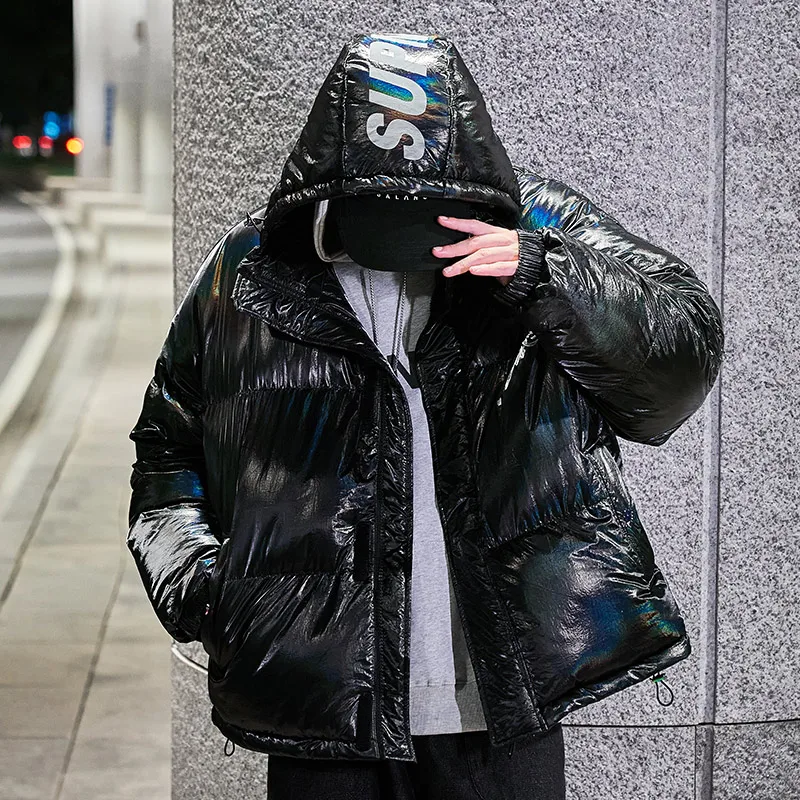 

ort Bright Surface down Jaet Men's Warm White Du down Jaet Trendy Brand Student Faionable Polyester Fiber Outdoor S...