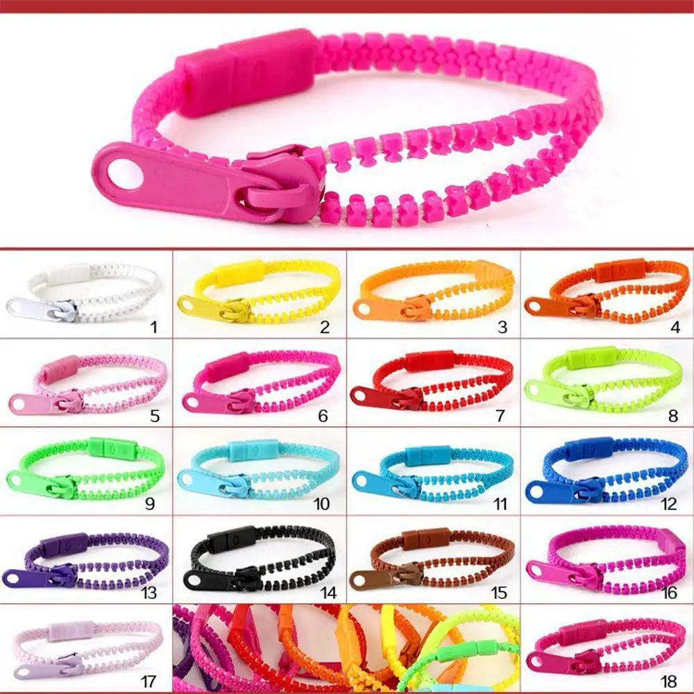 Personality Fashion Toy Zip Wristband Jewelry Gifts For Kids Mix Color Bracelets Eco-friendly Plastic Bangles Zipper Bracelet