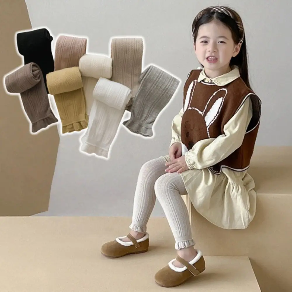Fashion Soft Legging Cotton Tight-fitting Toddler Pantyhose Lotus Edge Warm Newborn Long Pants Socks Girls 1-6 Years Old