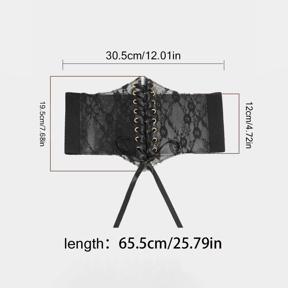 Women's French Vintage Court Lace Waist Cincher, Lace-up Slimming Elastic Corset, Multi-color, For Dresses, Elegant Decor