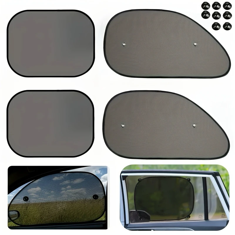 Foldable Windscreen Sun Visor For Cars Black Mesh Sunshade With Suction Cup Blocks Glare Without Obstructing Vision Auto Parts