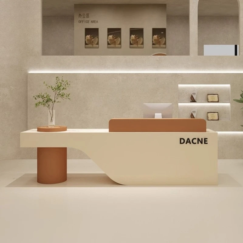 

Corner Beauty Salon Reception Desk Industrial Office Table Ampown Reception Desk Clinic Counter Empfangs Theke Modern Furniture