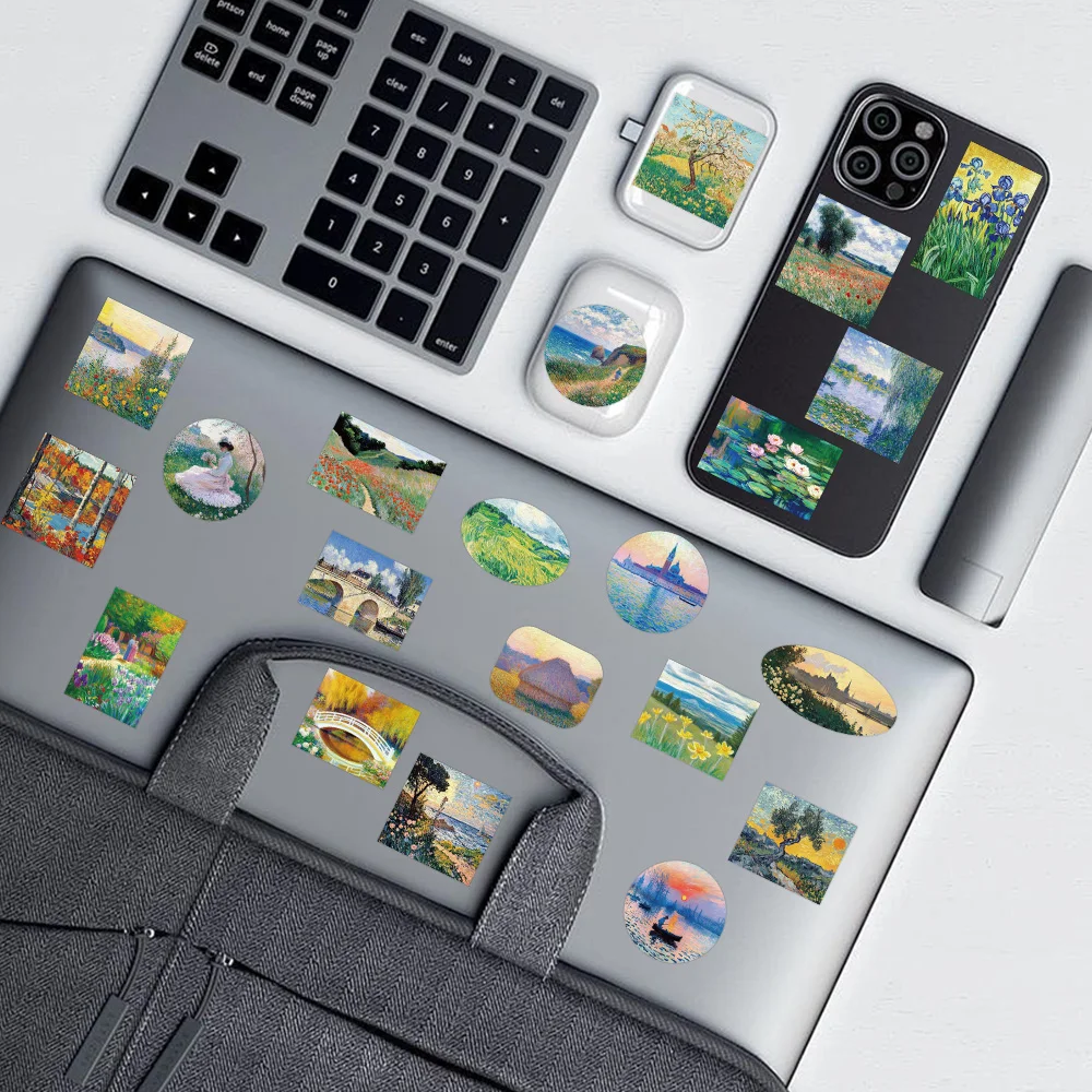 50 stücke Ölgemälde Aufkleber Aufkleber Für Laptop Notebook Gepäck Wand Kühlschrank DIY Graffiti Wasserdichte Aufkleber Kreative Geschenke – Detail 11