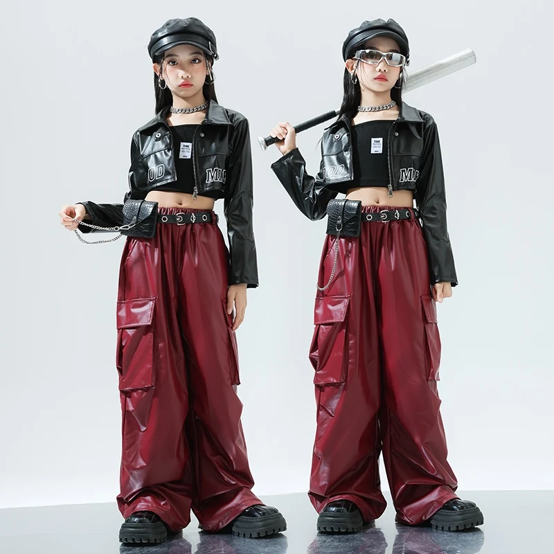 

Уличный танец, сценический костюм, костюм для джазового танца, яркая кожаная куртка в стиле хип-хоп, жилет, брюки, наряд, костюмы для подиума, DQL9494