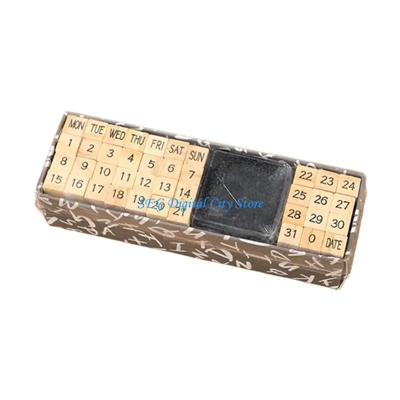 Picture 3: U75B 40Pcs Wooden Letter Number Stamps Multipurpose Design For DIY Crafting Office Use Includes Letters Numbers And Inks Pad