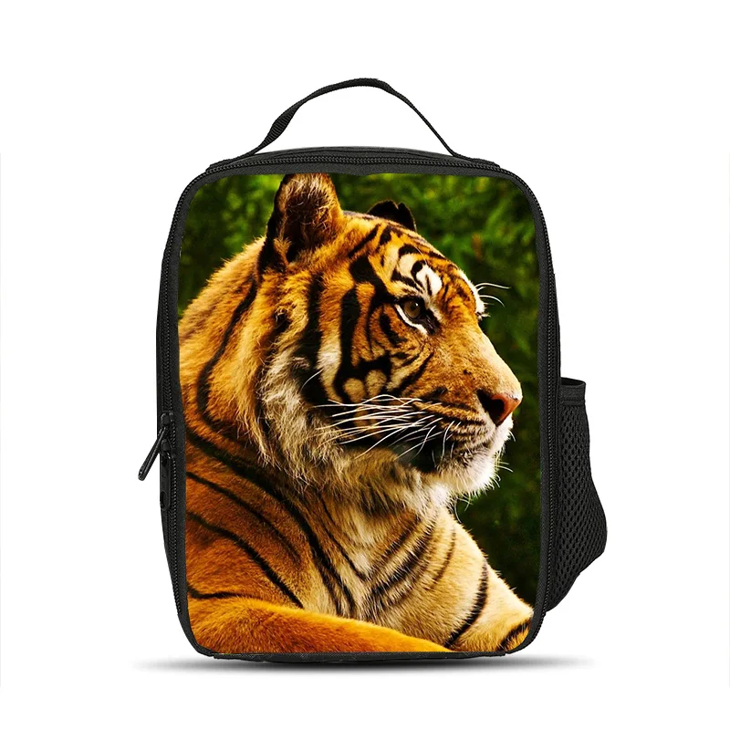Hot selling tiger lunch bag, ice pack, thermal insulation, strong endurance, animal print, boys and girls' school birthday gift