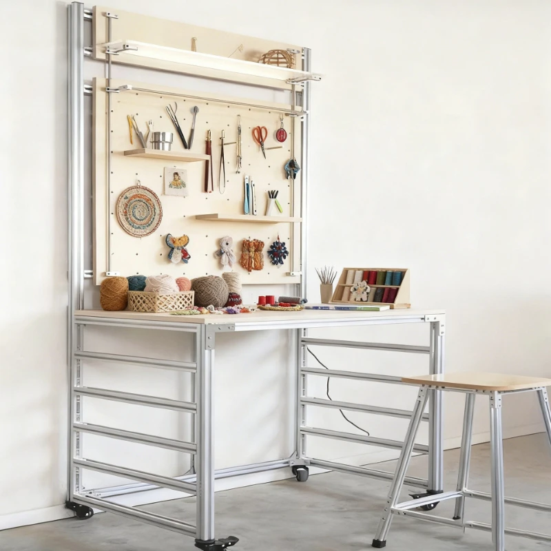 Aluminum profile simple modern metal rack multi-functional floor storage rack household with wheel table rack