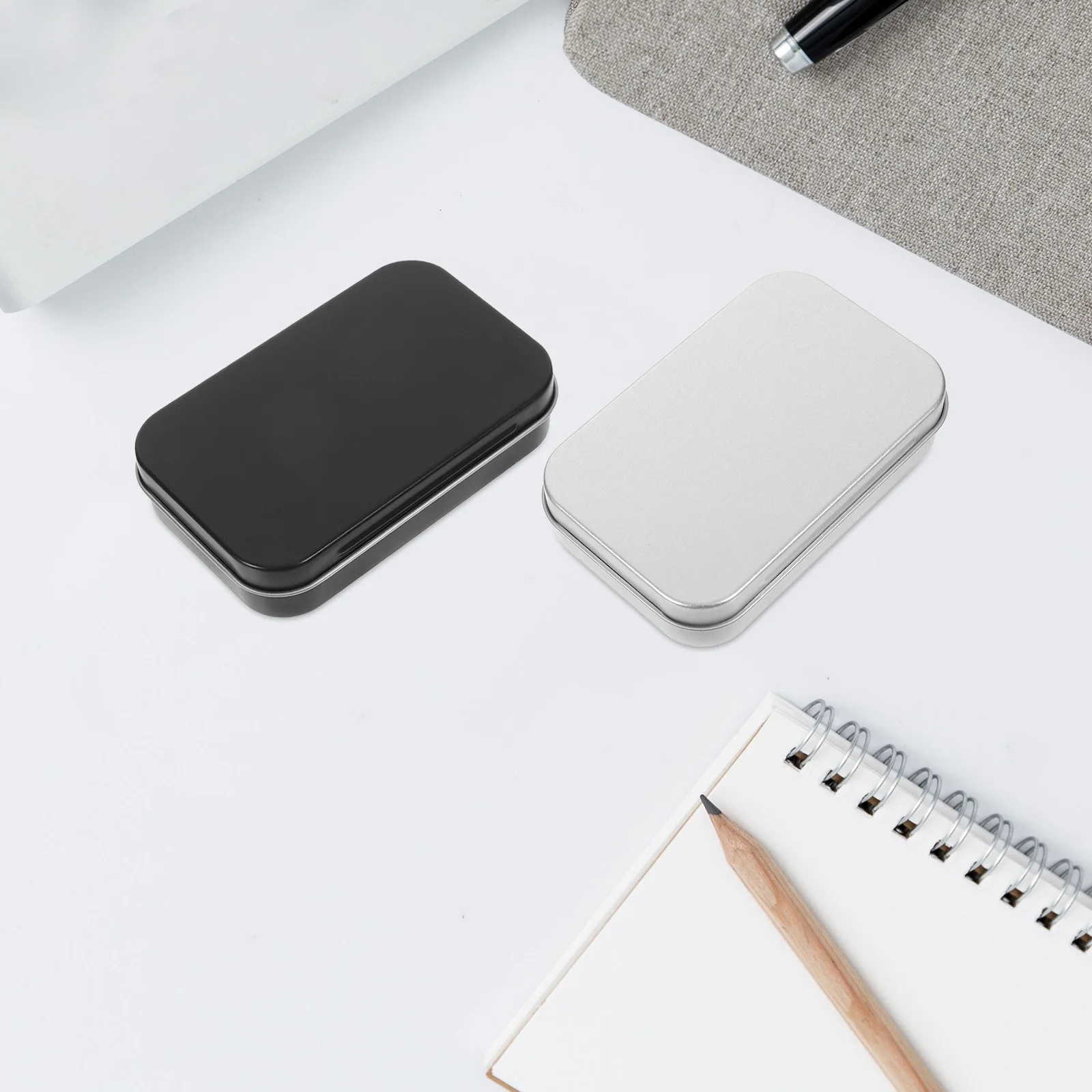 

8Pcs Metal Tin Storage Box Hinged Lid Small Rectangular Tinplate Containers Portable Candy Jewelry Organizer Storage Tin