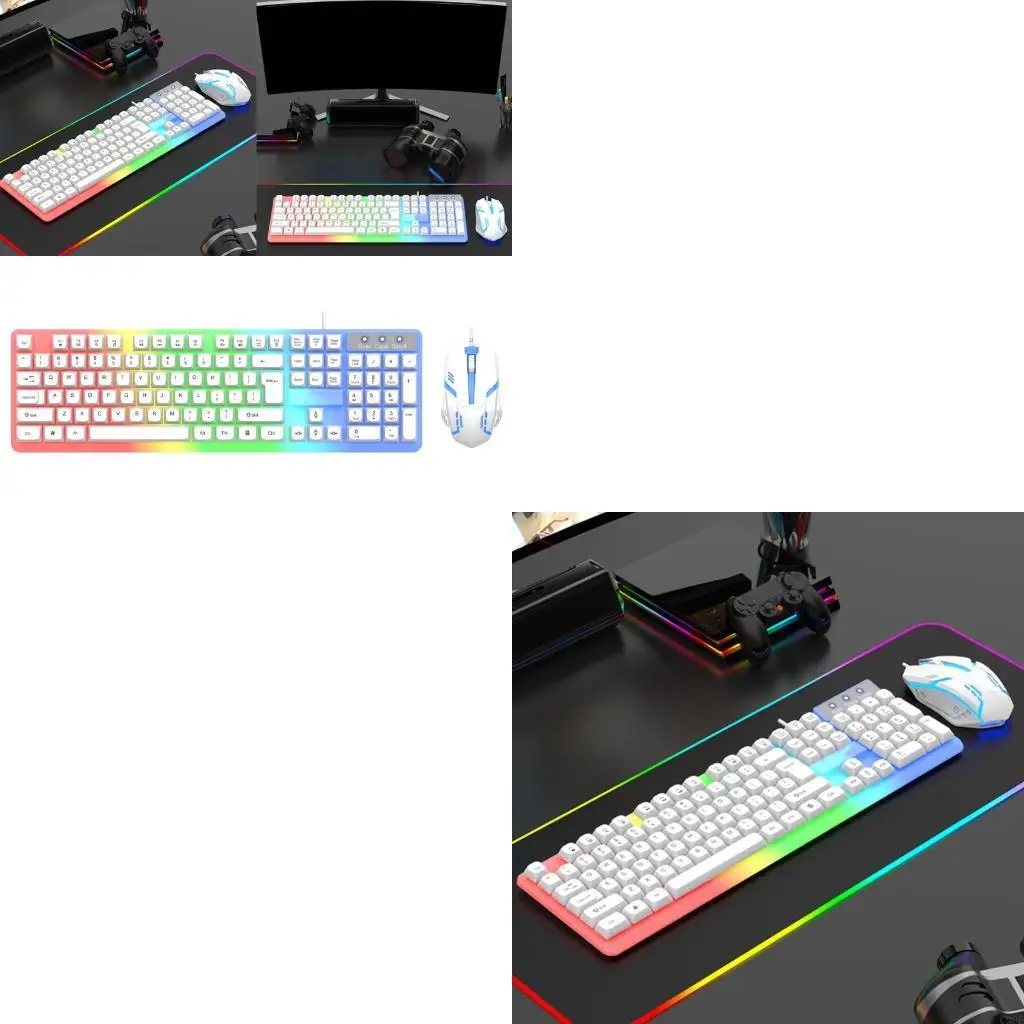 C90F Большой размер со светодиодной подсветкой, проводной USB, механический мультимедийный игровой ПК