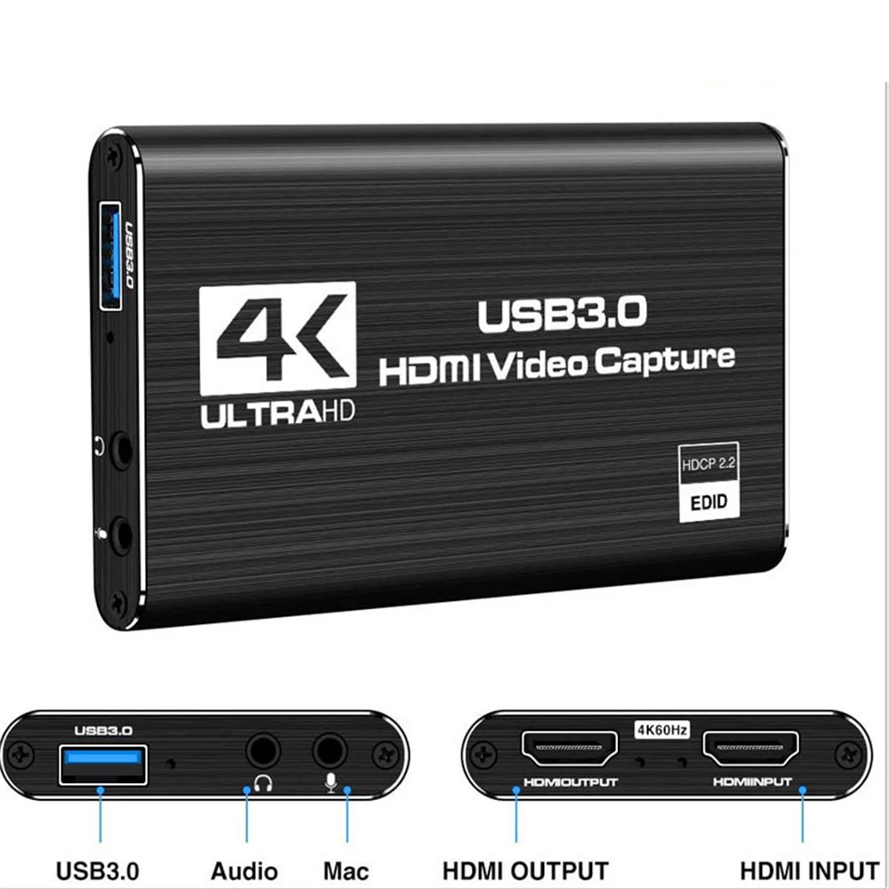 

4K USB Video Capture USB 3.0 HDMI-compatible 1080P 30fps HD Video Recorder Grabber For OBS Capturing Game Card Live