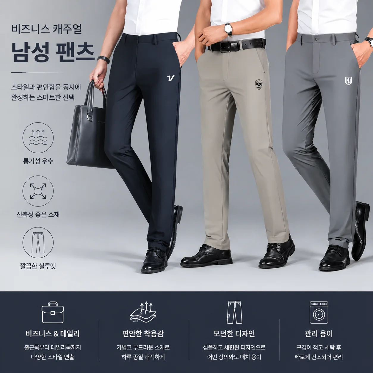 Men's Ice Silk Dress Pants Stretch Slim Fit Business Trousers Formal Suit Pants Elastic Waist Office Work Casual golf Pants