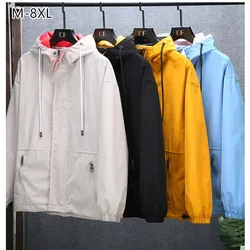 Vestes cargo à capuche pour hommes, coupe-vent cool, streetwear japonais, bombardier jaune, grande taille, 7XL, 8XL, 6XL, printemps, automne