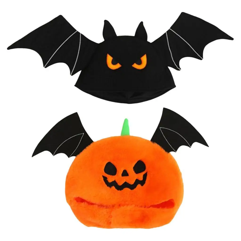 

2 Pieces Halloween Head Covers Warm Hat Bat and Pumpkin Photography Prop Headgear Headwear Headdress for Party Holiday Nightclub