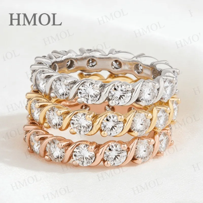 Moissanite Ring 925 Sterling Silver Round 3.5mm D Color VVS1 Moissanite Eternity Ring  Band Wedding Engagement Jewelry