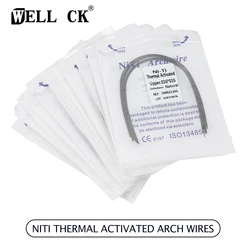 10pcs/Pack WELLCK Orthodontic Dental Heat Thermal Activated Arch Wires Niti Archwire Natural Form Archwire Round/Rectangular