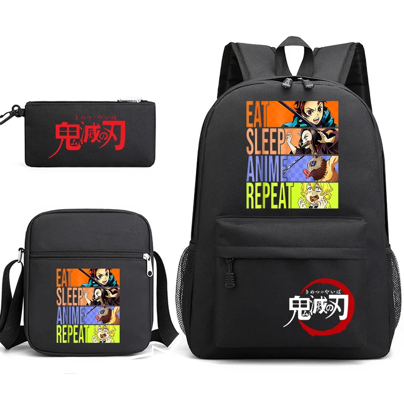 Demon Slayer Backpack Set with Matching Pencil Case and Shoulder Bag for Elementary School Kids view 3
