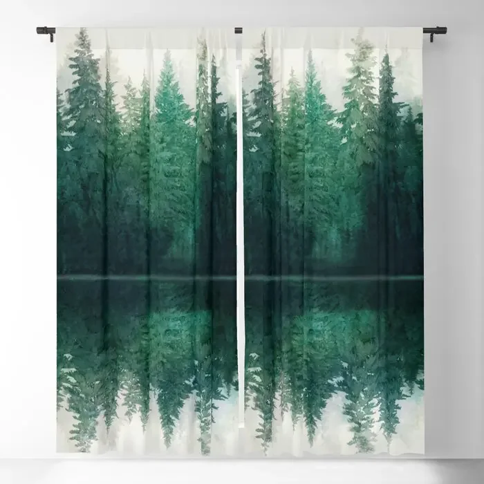 Reflection Blackout Curtains 3D Print Window Curtains For Bedroom Living Room Decor Window Treatments