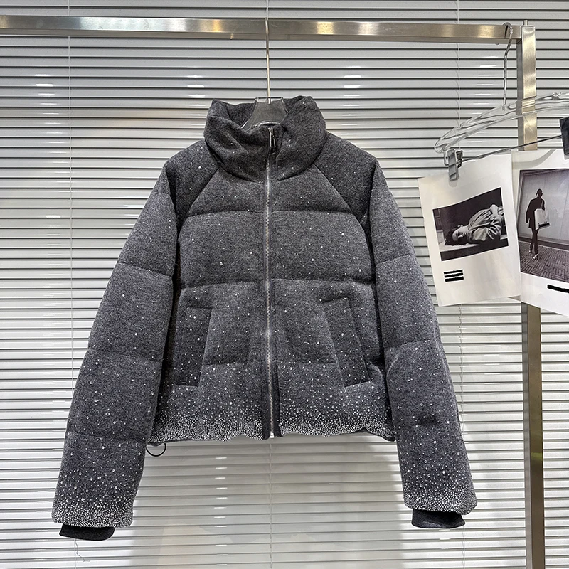 

Зимняя теплая хлопковая стеганая куртка с ромбовидным воротником, женская свободная повседневная верхняя одежда на шнурке, женские короткие утепленные куртки на молнии