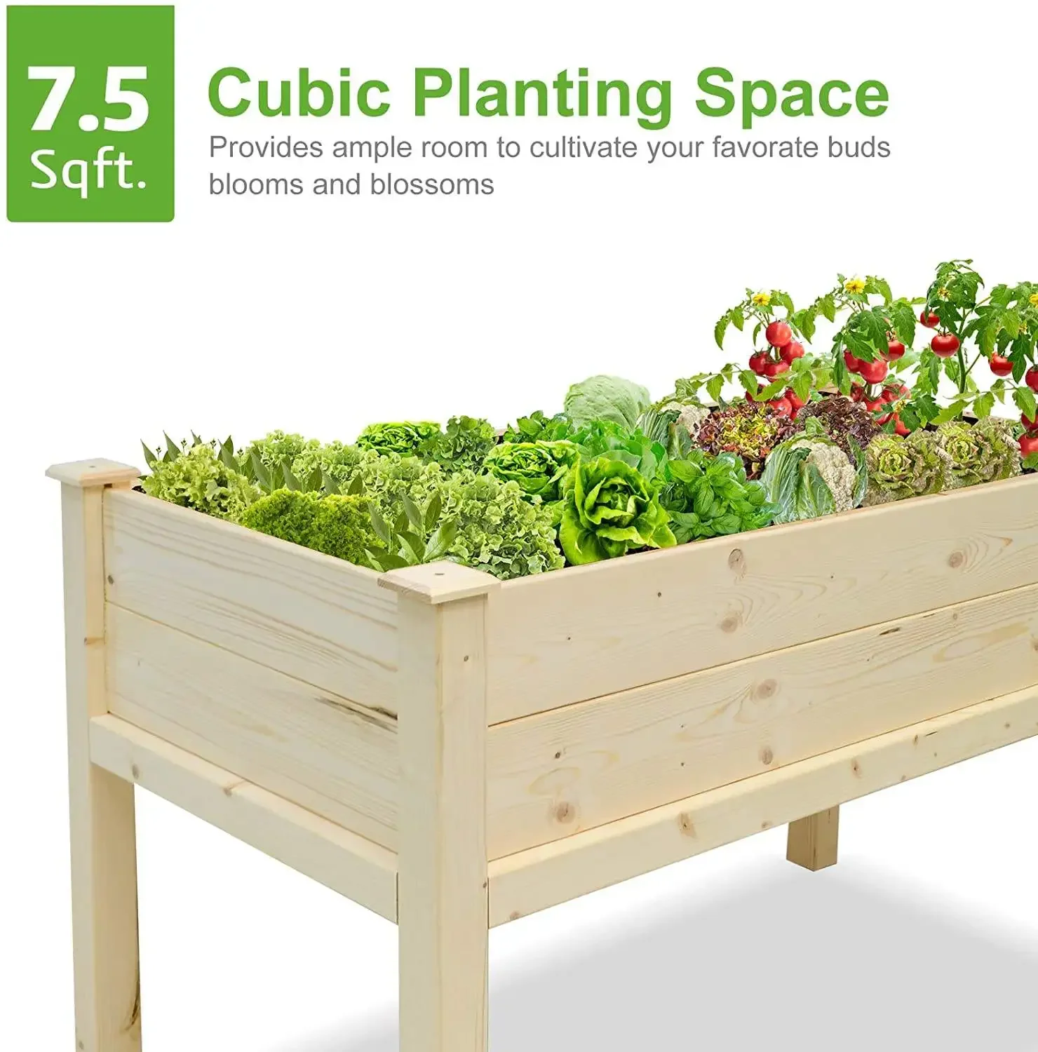 Raised Flower Bed Including 20 Wooden Plant Labels Elevated Planter Stand Grow Box With Legs Counter Height Garden Box