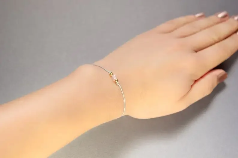 Rose Quartz Cute String Jewelry Stone Bracelet for Women