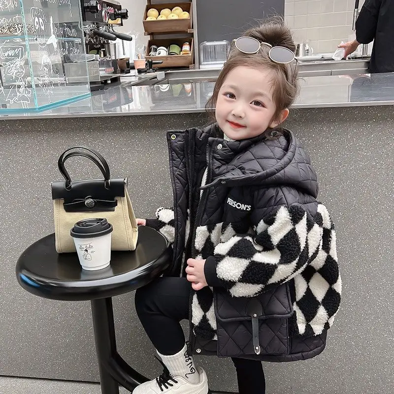 Thickened Girls Cotton Coat 2024 New Fashionable Baby Cotton Coat Winter Girls Winter Cotton Coat Children Winter Clothes