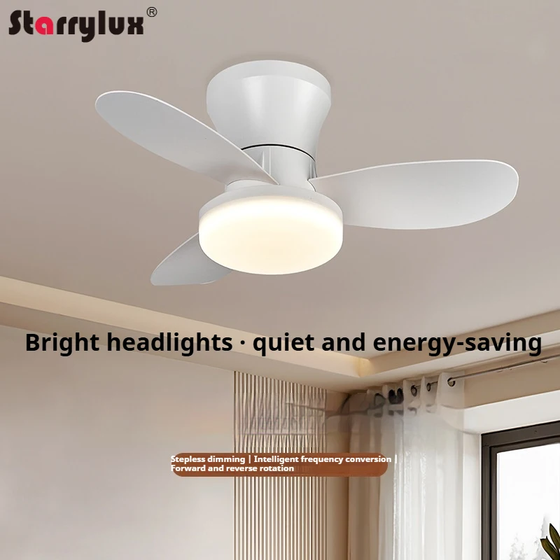 

Removable Blades Ceiling Fan with Light Minimalist Flush Mount for Living Dining Bedroom Easy Clean