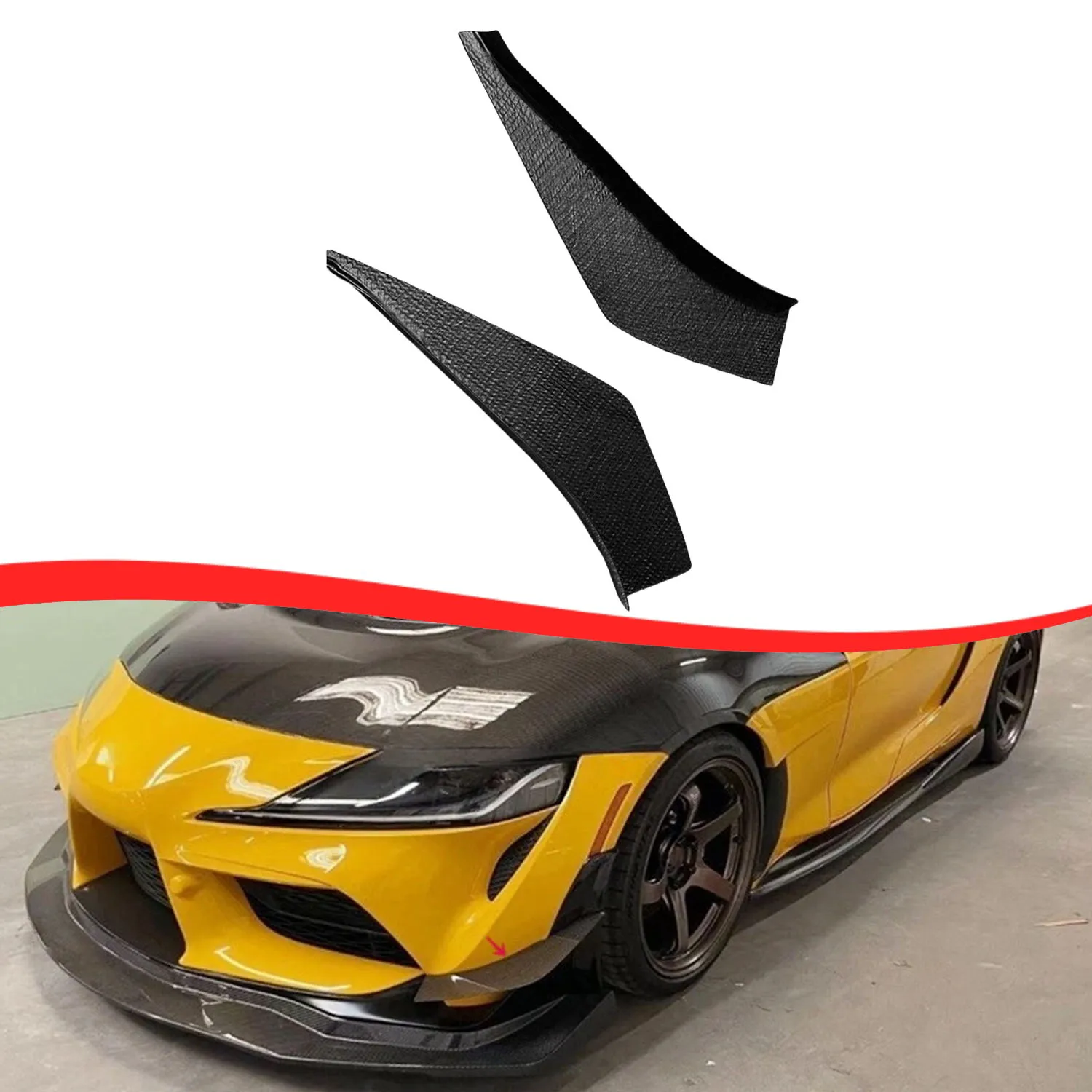 Front Bumper Canards Blade Spoiler Air Vent Planes Body Kit For Toyota Supra A90 A91 2019-2026 Carbon Fiber