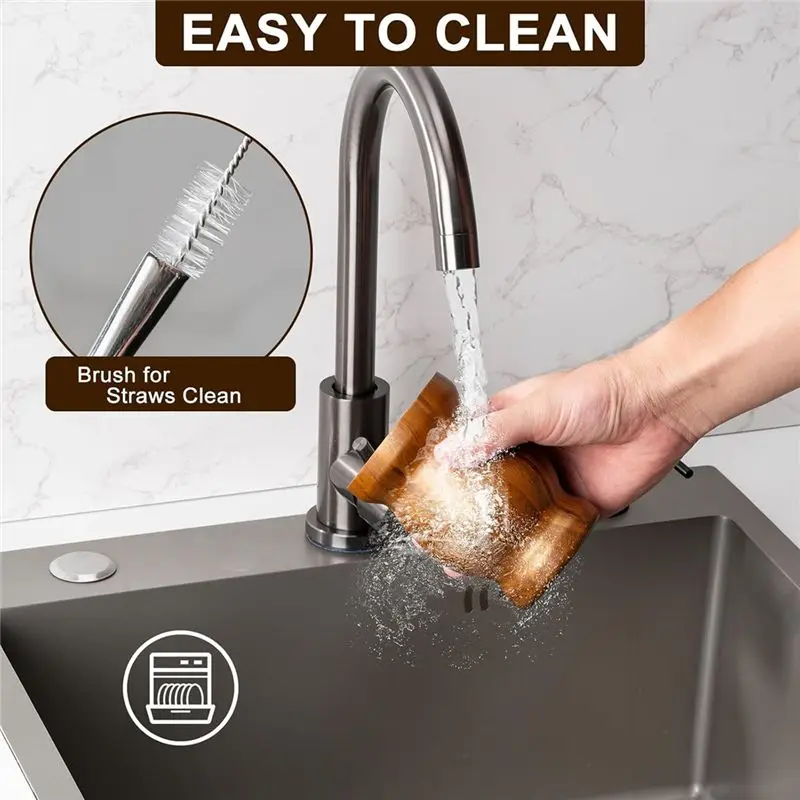 BAAG-Yerba Mate Set- Includes Double Walled 18/8 Stainless Steel Tea Cup, One Straw, A Wood Cleaning Brush(230ML) - view 3
