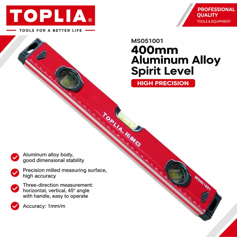 TOPLIA MS051001 multi-angle level ruler 400mm high-precision aluminum alloy level measuring ruler by ruler level
