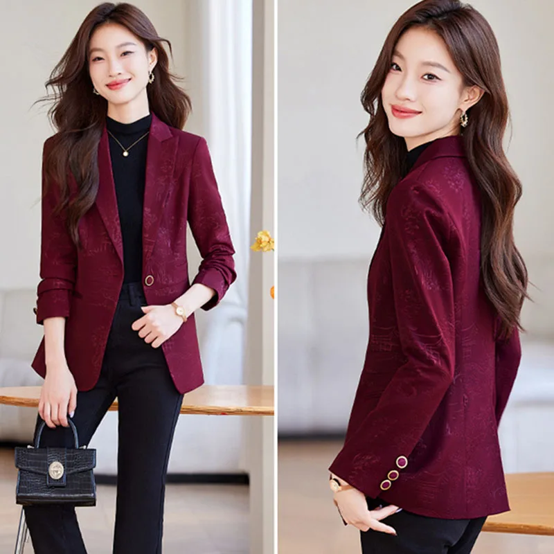 Spring Autumn Women Blazer New Fashion Printed Long Sle Eve Suit Jacket Ladies Professional Formal Jacket Female Outerwear Tops