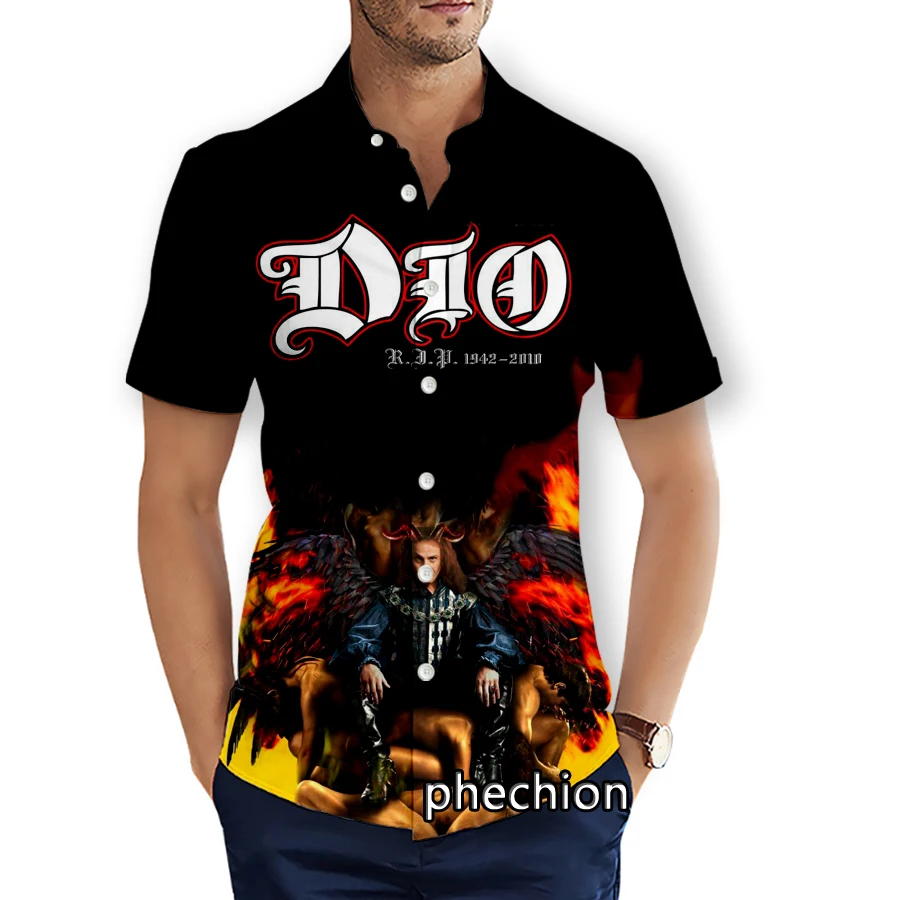 phechion Mens Short Sleeve Beach Shirts DIO Rock 3D Print Casual Shirts Fashion Streetwear Men Tops X298