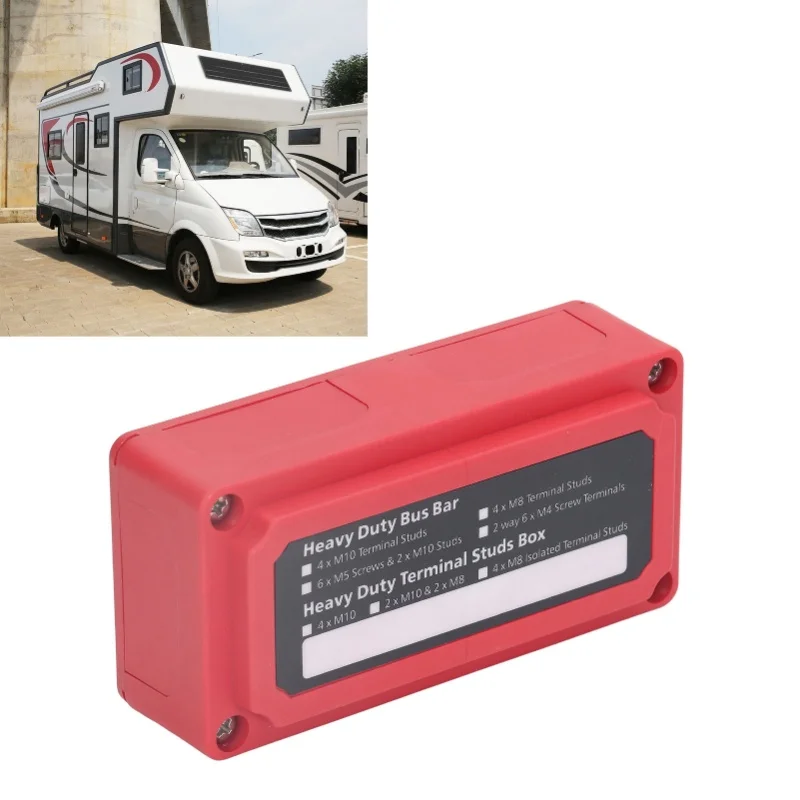 Power Distribution Block M8 Screw Terminal Bus Bar DC 48V 300A For Automobile Boat Red
