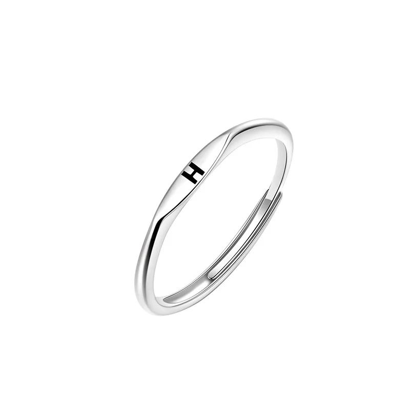 Women's 925 Sterling Silver Letter Ring Charm, Simple Style Gift