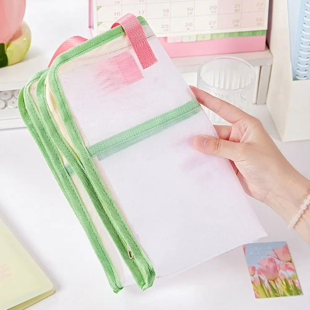 Borsa per documenti A4 portatile color caramello Borsa per documenti di grande capacità in rete Borsa per documenti trasparente per cancelleria Materiale scolastico