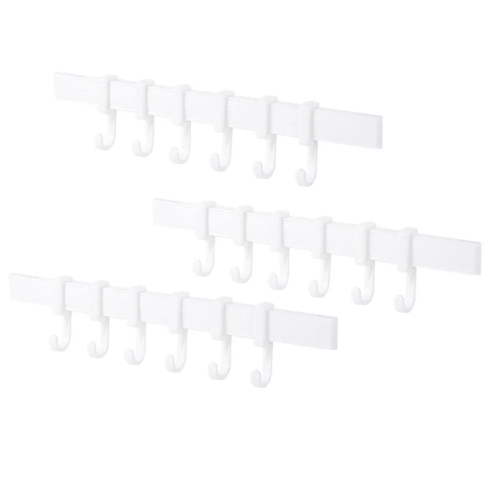 3Pcs Bathroom Plastic Adhesive Hook Rack Punch Free Self Adhesive Wall Mount Towel Hooks Adjustable Heavy Duty Storage
