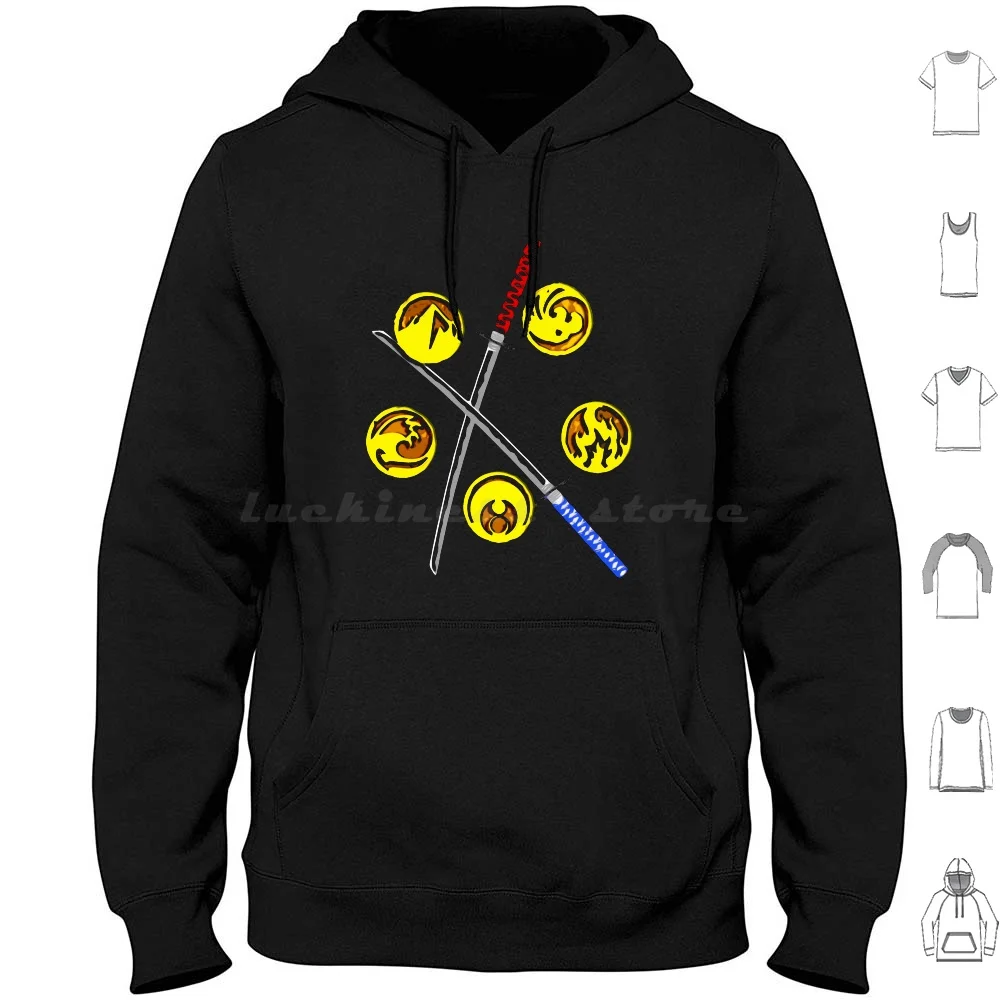 L5a Hoodie Cotton Long Sleeve Legend Rings Rol Games Rokugan Anillos Leyendas Mushashi Miyamoto L5r