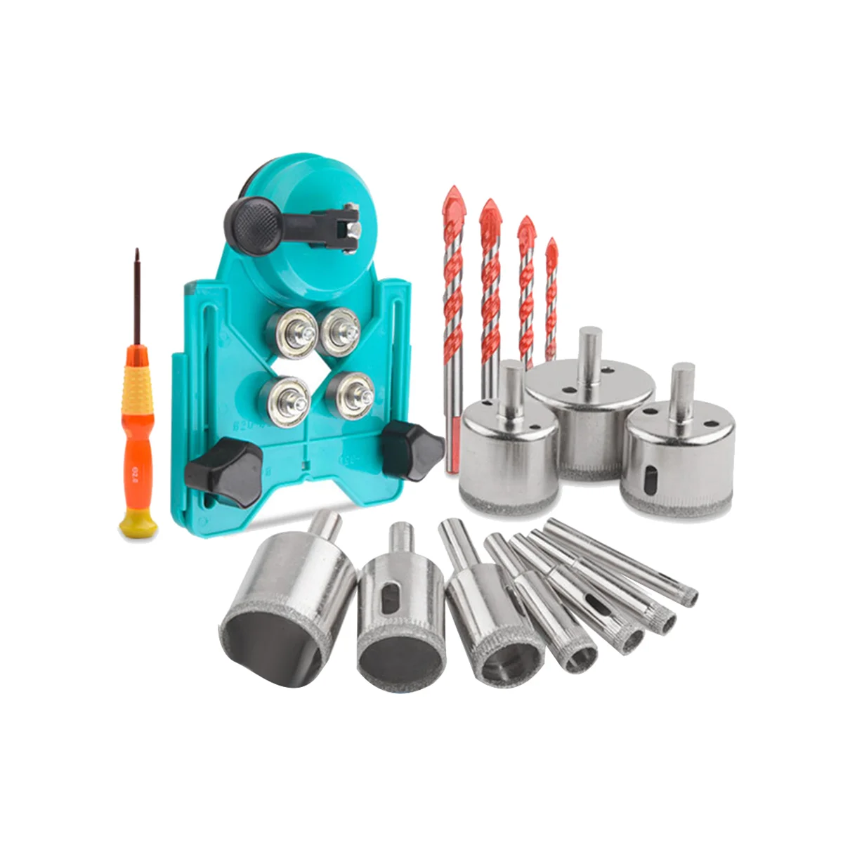 Diamond Drill Bit Tile Hole Saw Set, 16 PCS Hole Core Drill Hole Saw Kit Drill Bits Set for Tile, Ceramic, Glass, Marble