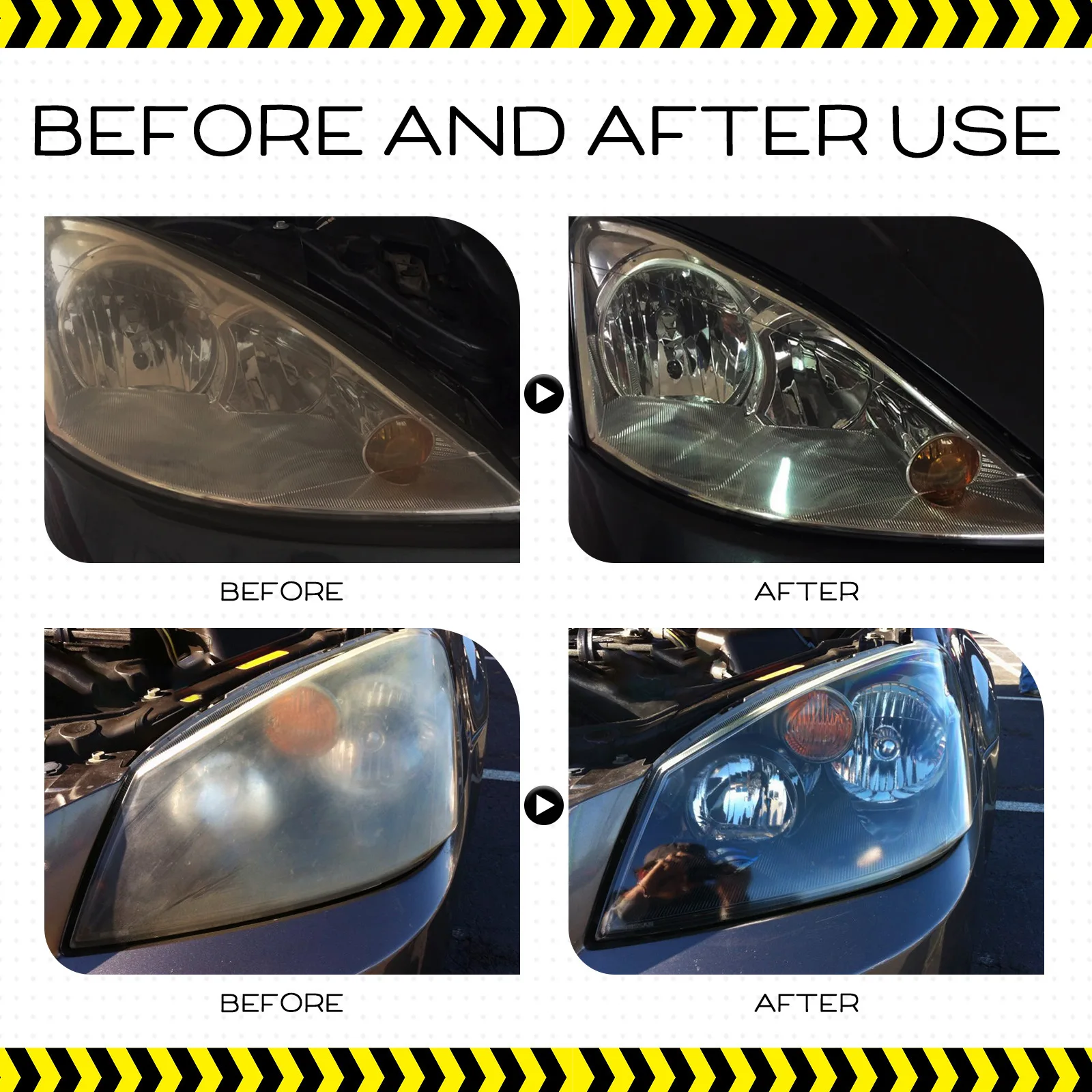 Car Headlight Restoration Kit Auto Polish Cleaner Coating Remove Yellow Fog & Scratches Makes Cloudy Headlights Clear Like New