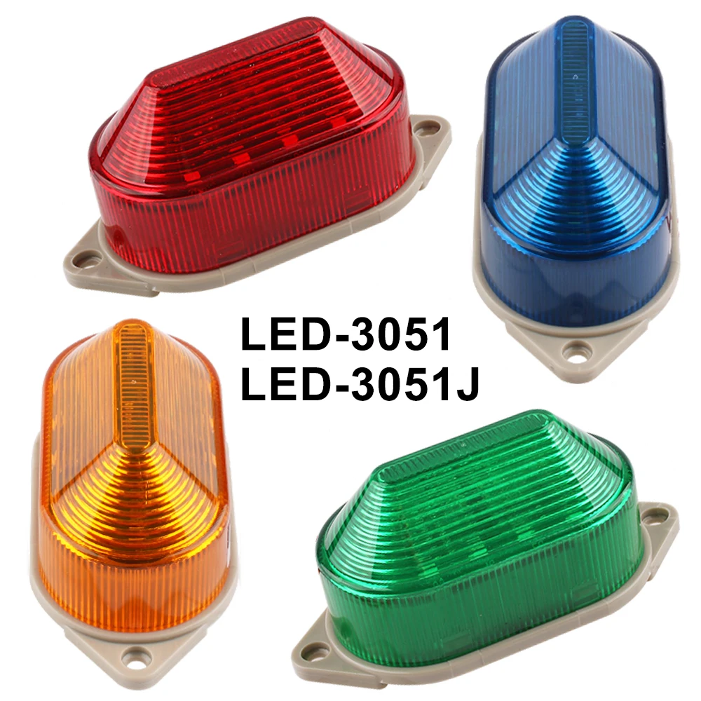 

LED-3051J Strobe Signal Audible visual Warning Indicator Lamp Mini Flashing Light Security Alarm without Buzzer DC12V24V AC220V