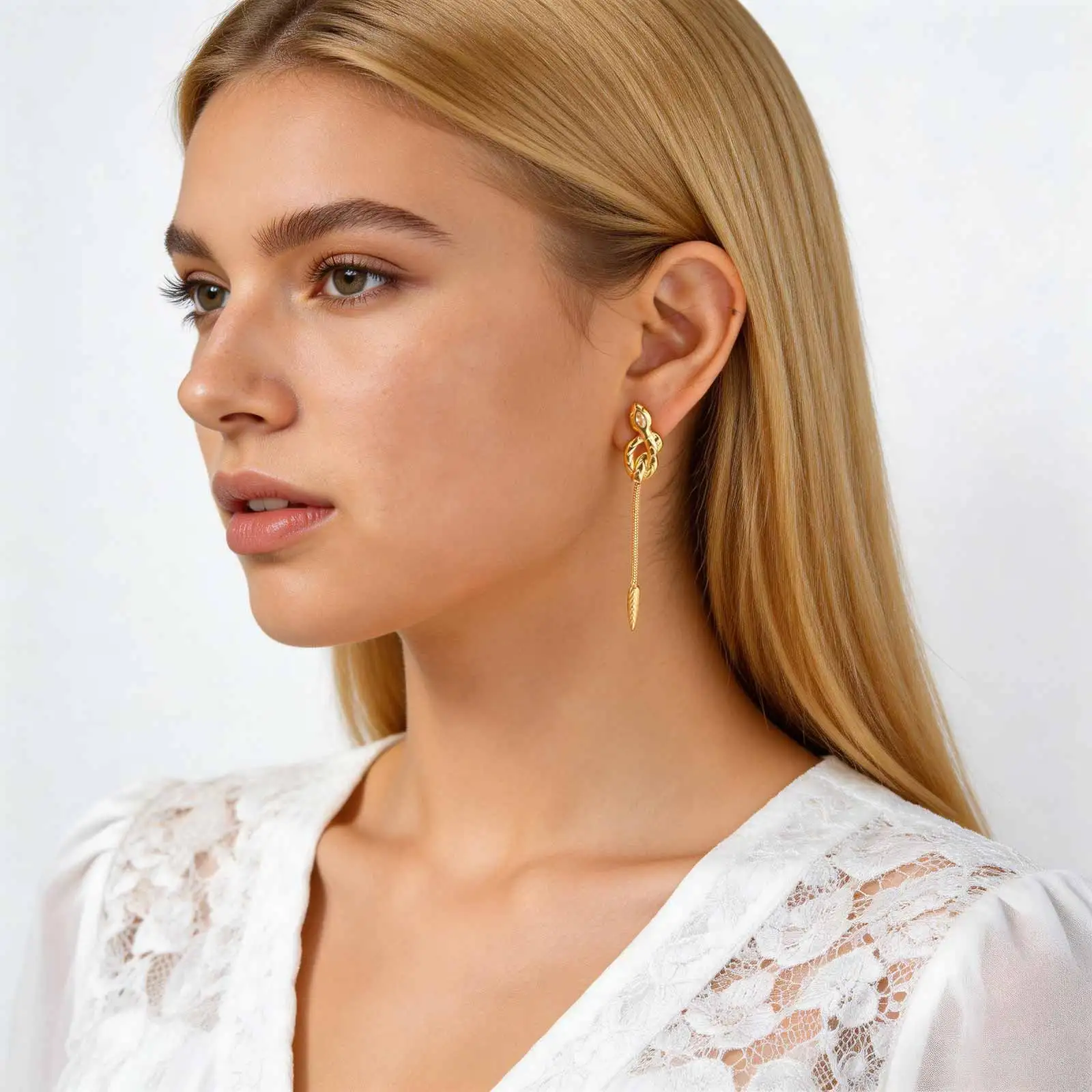 

Vnox Minimalist Stainless Steel Snake Dangle Earrings for Women, Exaggerated Creativity Gold Plated Snake Tassel Earrings