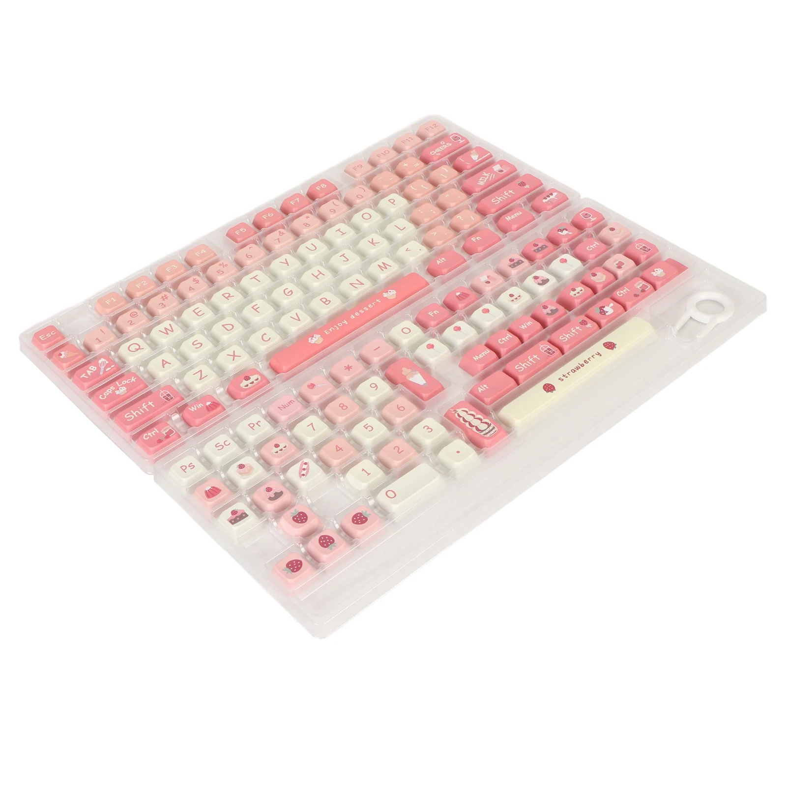 135 Keys Mechanical Keyboard Keycaps Ergonomic Cream-Strawberry Type For 61/87/96/98/104/108 mechanical keyboards