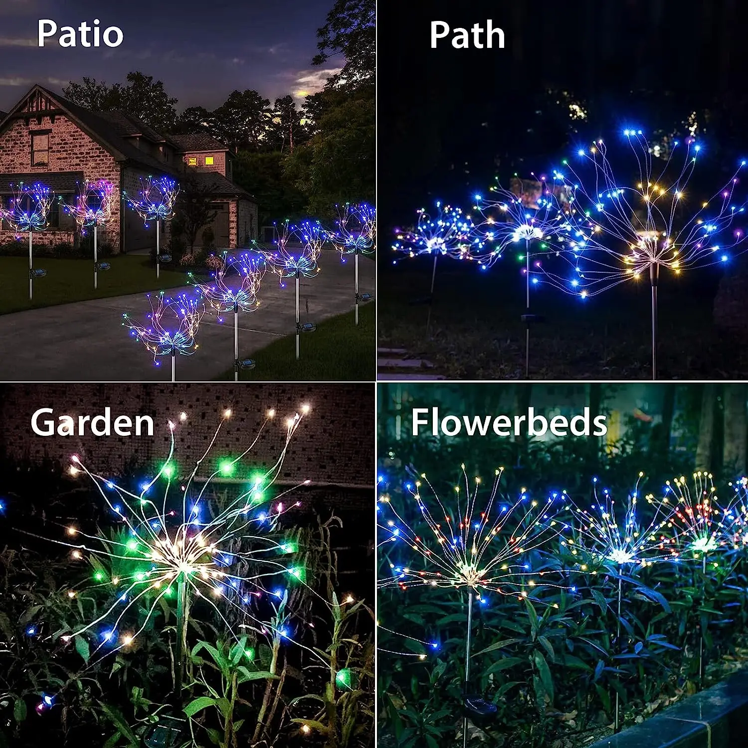 1/2/4Pcs Solar Firework Lights Lawn Lamp Garden Light Waterproof 2 Modes DIY Landscape Light for Garden Walkway Yard Decor