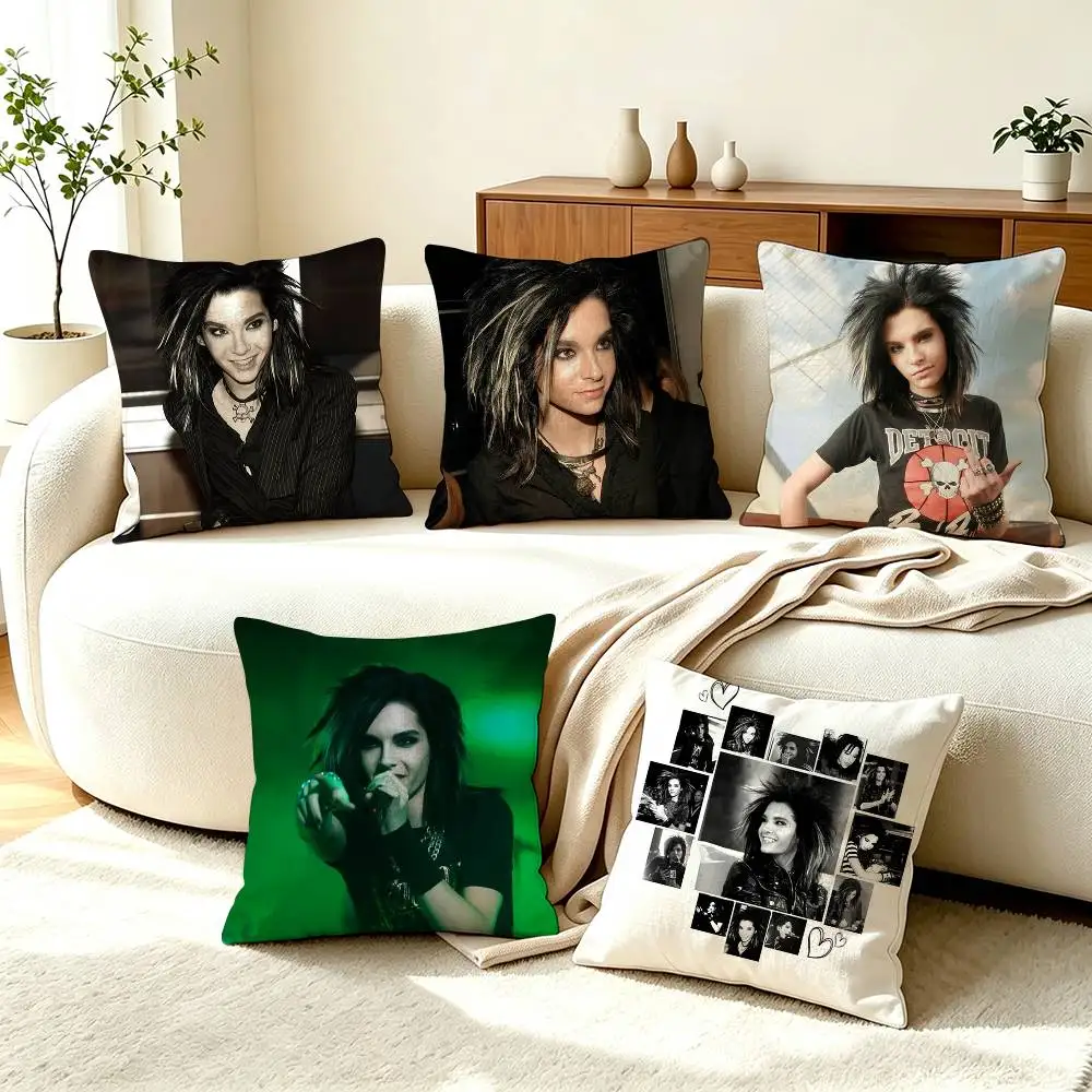 B-Bill Kaulitz Tokio Hotel Pillow Case Square Double-Sided Sofa Cushion Cover Bedroom Bedside Pillow