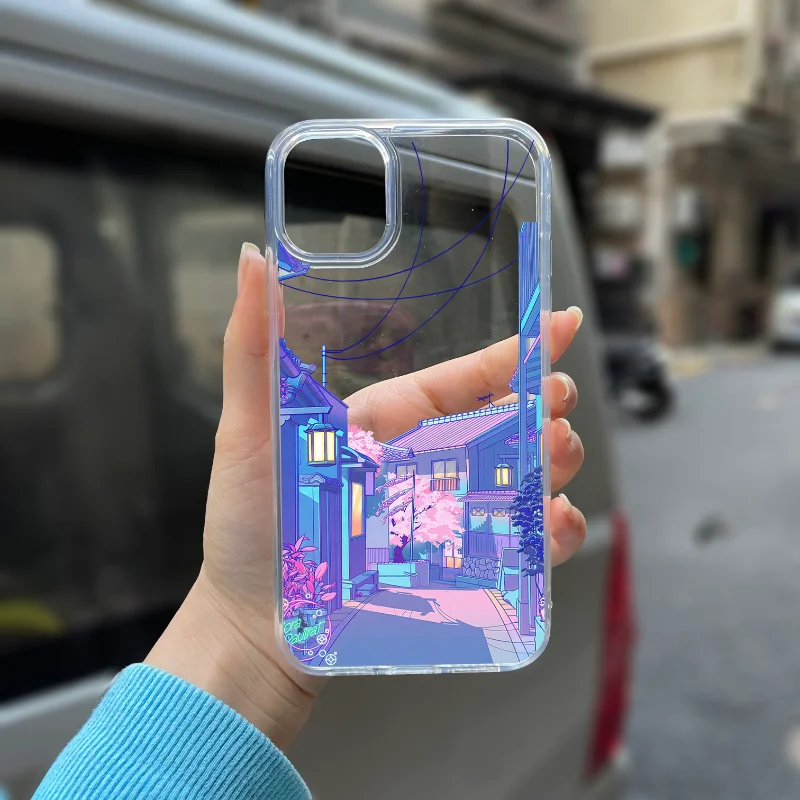 Japanese Anime House Scenery Clear Phone Case for 11 13 12 14 Pro XS Max Mini 7 8 Plus SE 2020 X XR Hard Transparent Back Cover