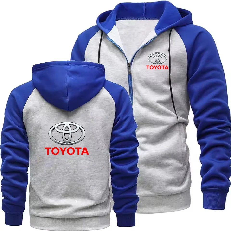 

2025 New Men's Sports Hoodie Toyota Automotive Men’s Jacket Color-blocked Raglan Sleeve Hooded Jacket Men's Zipper Sportswear