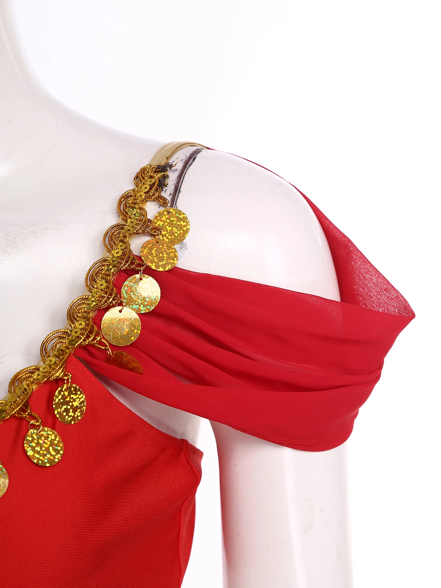 Robe de danse du ventre arabe pour femmes, paillettes, pompon, découpe, col en V, devant ouvert, justaucorps en mousseline de soie, fête de carnaval, vêtements de danse orientale indienne