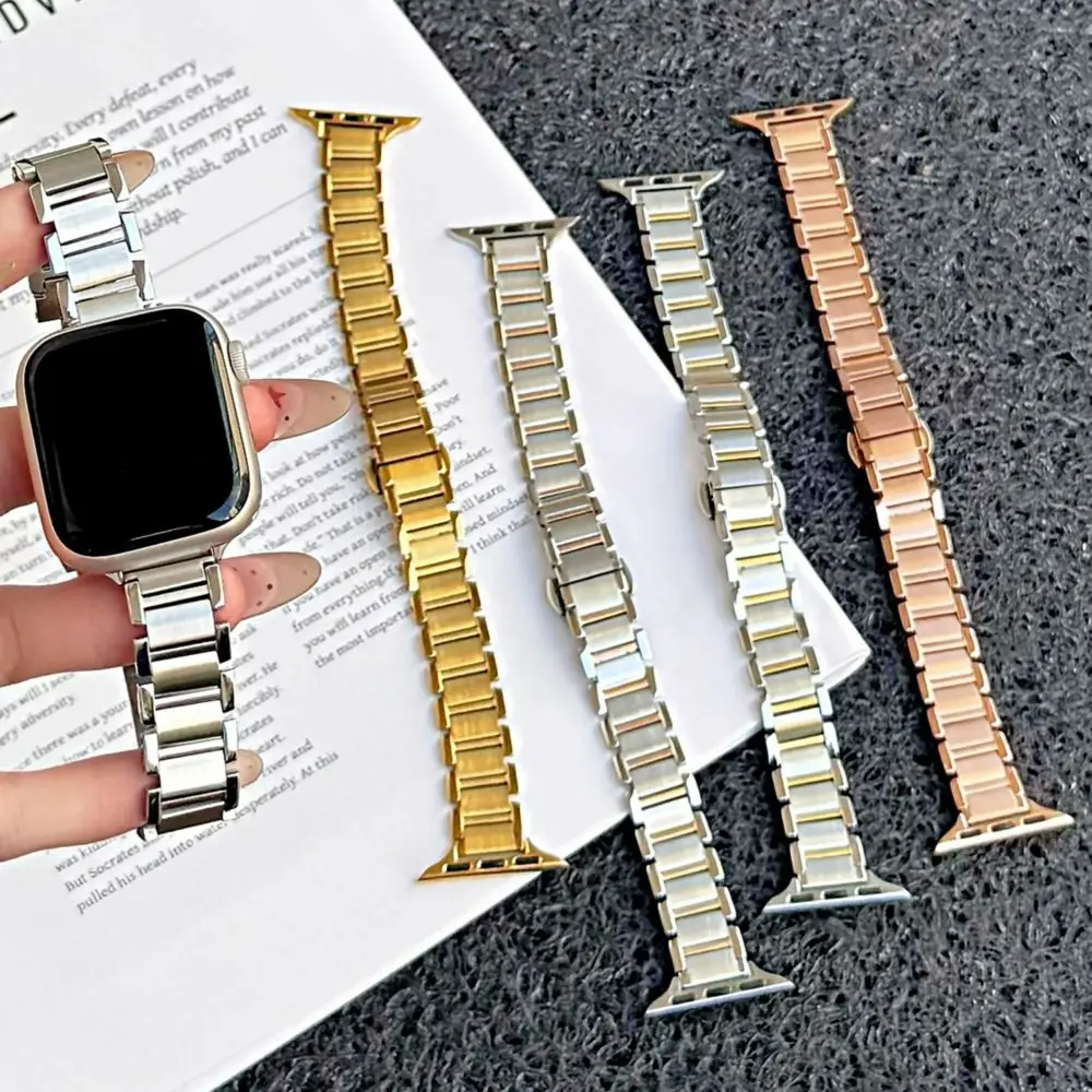 

Тонкие металлические браслеты из нержавеющей стали для Apple Watch 49, 46, 45, 44, 42, 41, 40, 38 мм, ремешок для iWatch.