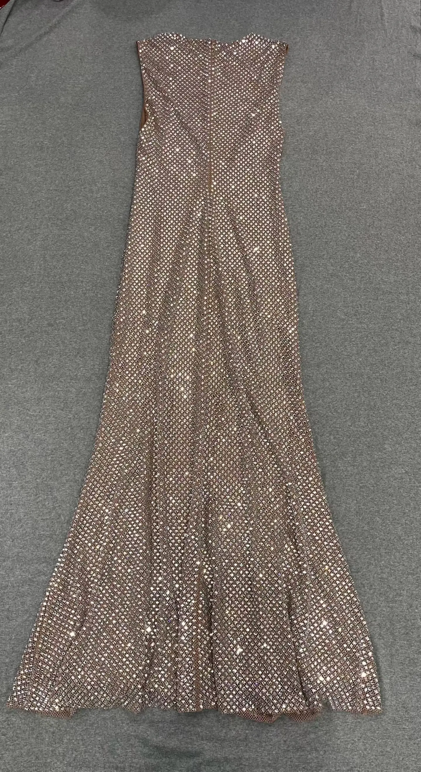 Frauen heißes Strass-Mode-Maxikleid ärmelloses Party-langes Kleid