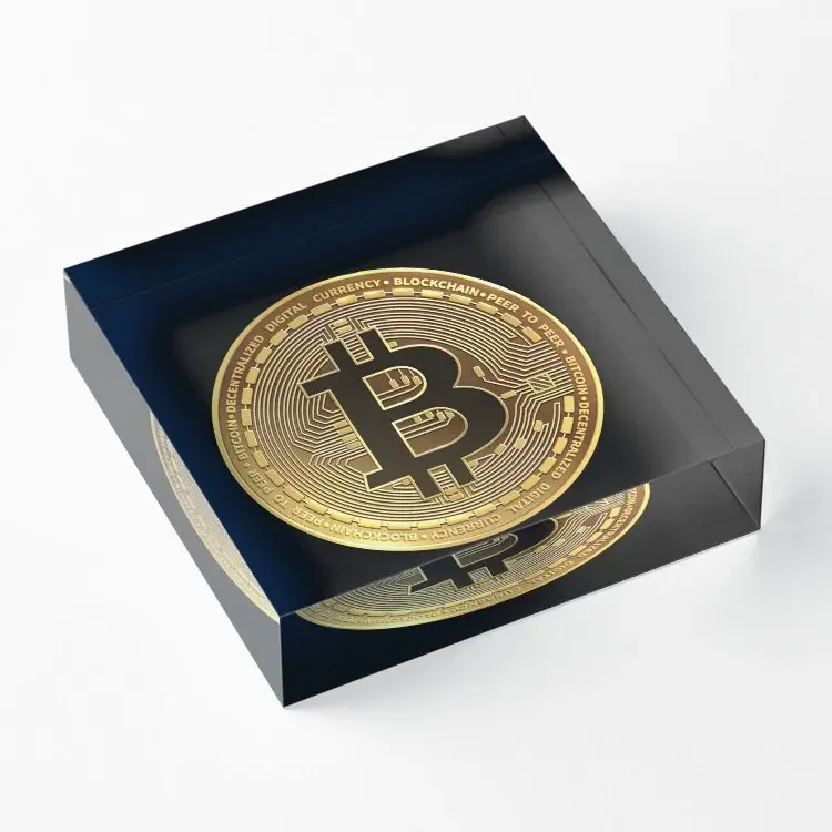 Bitcoin Gold Coin Graphic  Acrylic Block Bedroom Wedding Photos Art Cute Decor Board  Funny Room Process Decoration Family Home